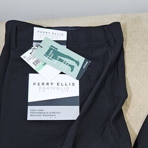 NWT Men's Perry Ellis Portfolio Performance Stretch Black Jogger Pants!